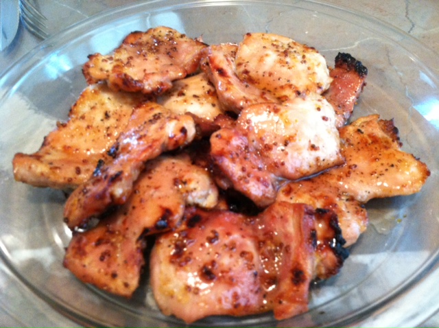 a picture of mustard and maple syrup glazed chicken