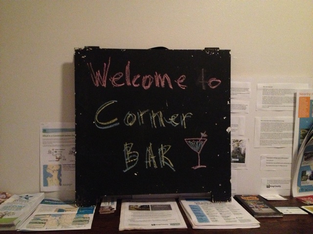 Corner Bar welcome sign