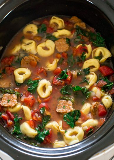 A hearty tortellini, sausage and kale crock pot recipe
