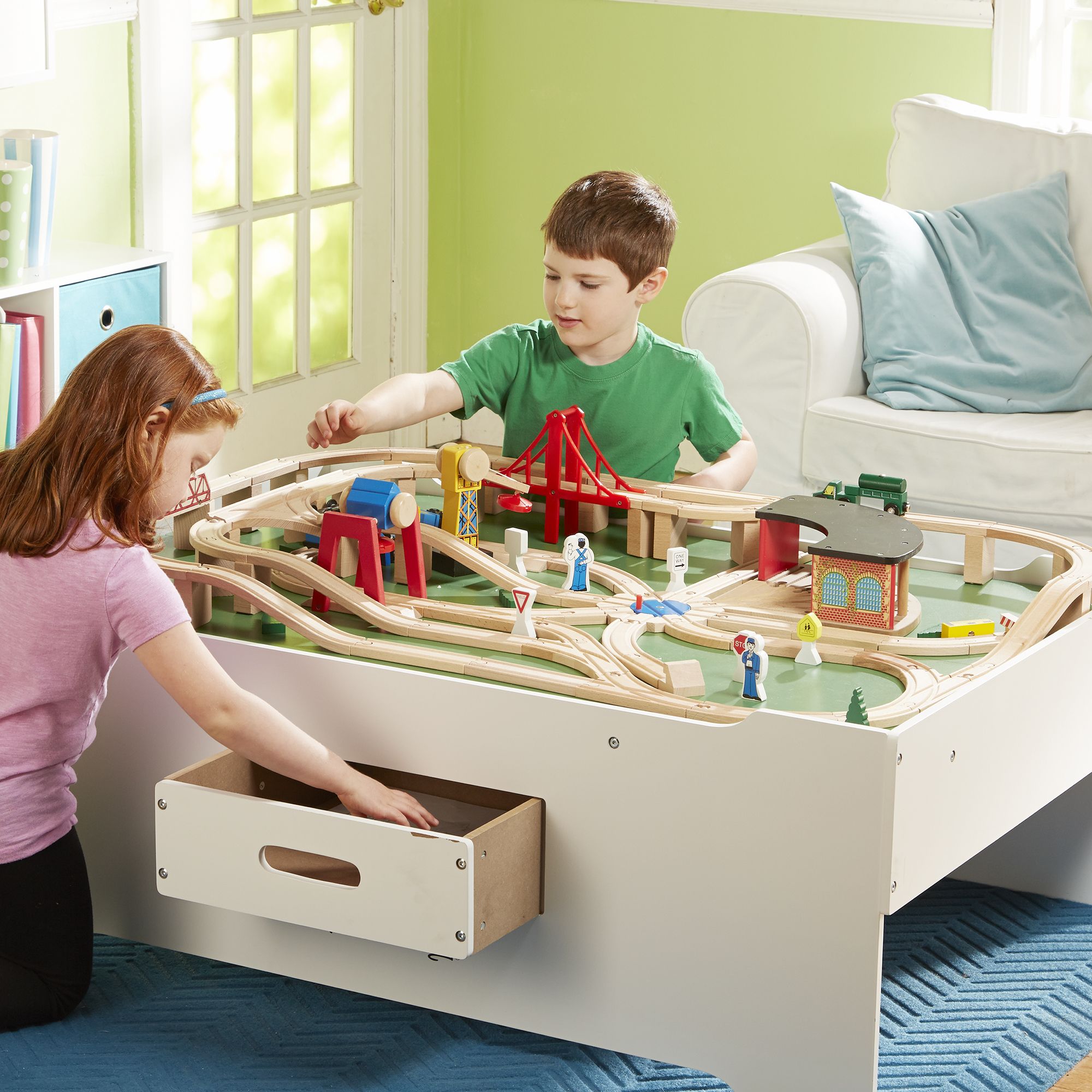 kids train table with storage