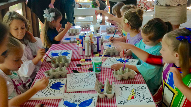 a picture of kids painting their own canvases, one of the best paint party ideas