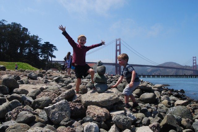 crissy field, san francisco, stacking stones