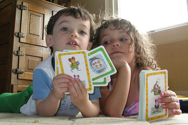 Kids playing cards