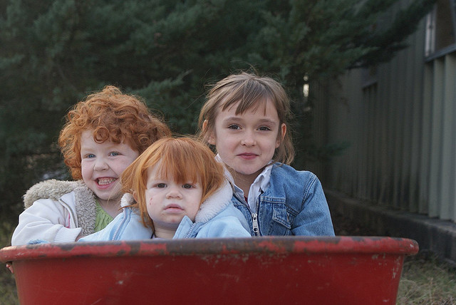 kids in wagon 