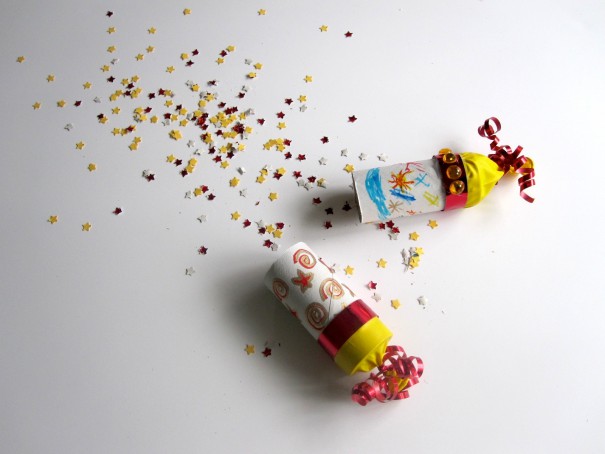making party poppers is a fun New Year's Eve party idea