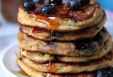 stacked blueberry pancakes