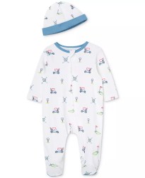 baby pajamas with hat in golf print