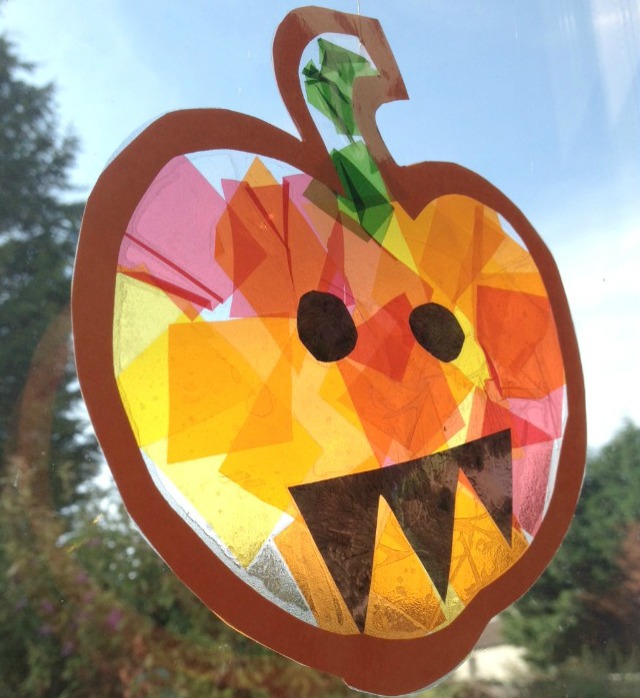 pumpkin suncatcher is a fun fall craft