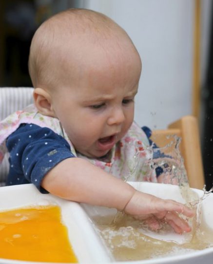 high chair water play