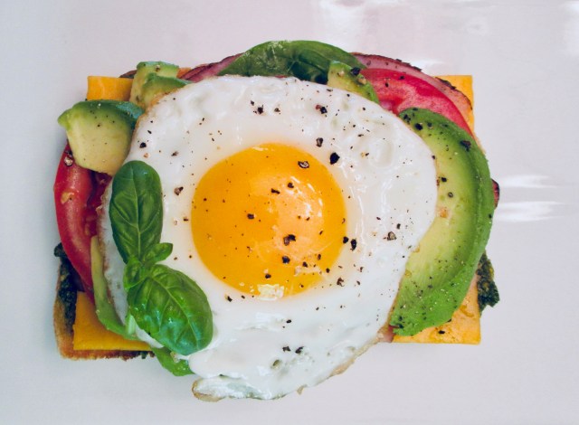 Open-Face Fried Egg Sandwich with Pesto & Avocado