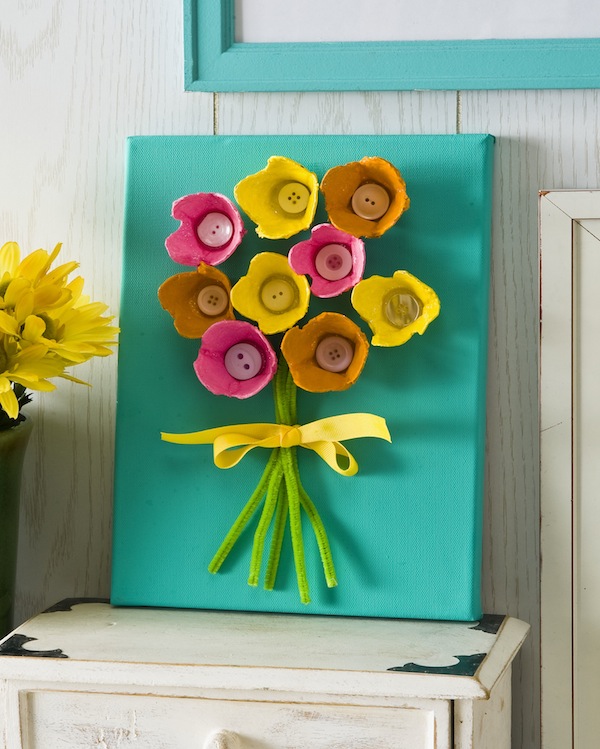 this flower bouquet is a cool egg carton craft.