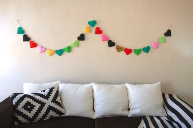 simple origami for kids, heart garland origami