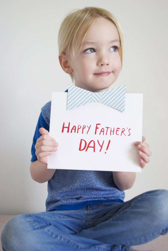 A father's day card with a blue bowtie