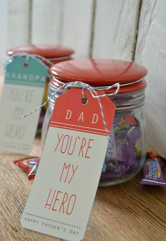 A jar of candy as a father's day card