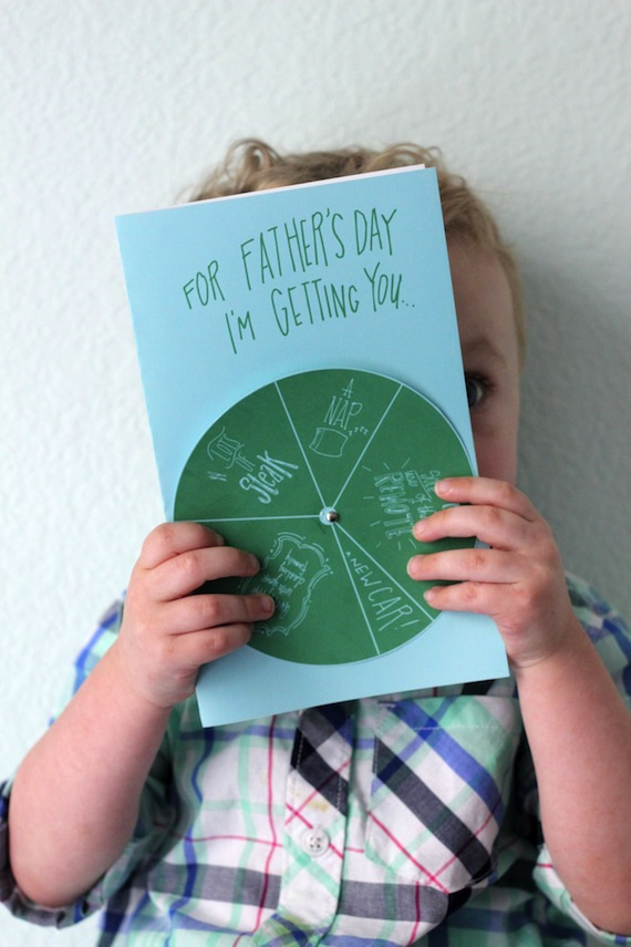 a father's day card with a wheel to spin on front