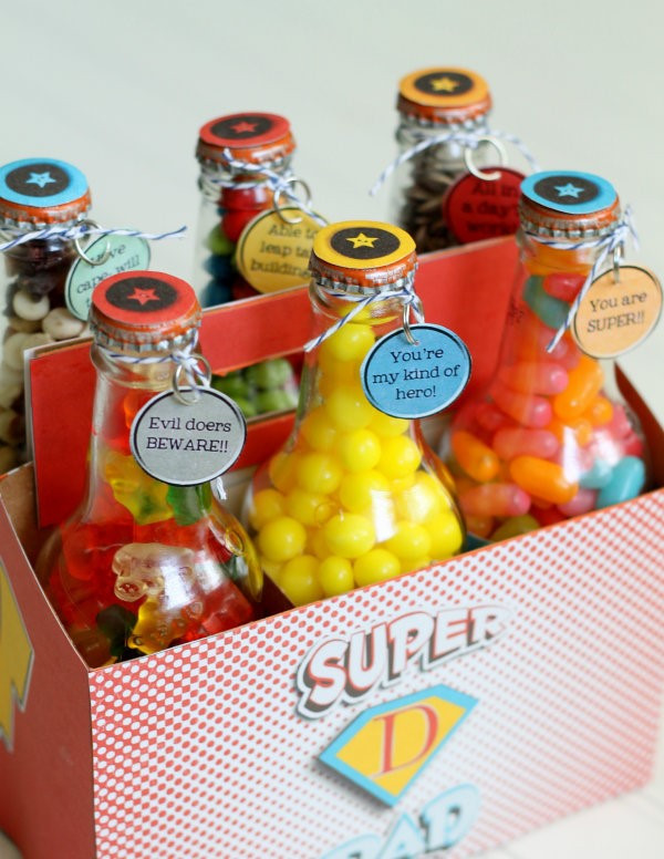 bottles of candy as a father's day card