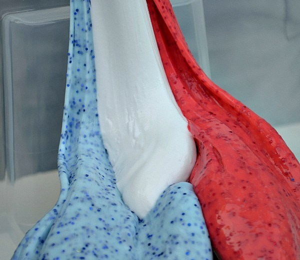 red, white and blue slime for a fourth of July craft