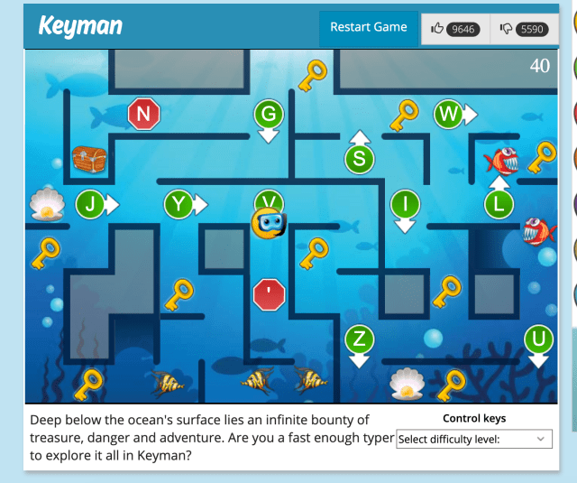 Keyman is a typing game for kids