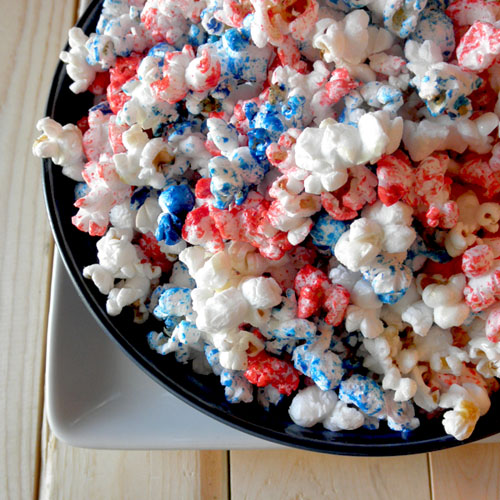 red, white and blue popcorn for Memorial Day
