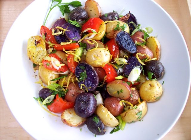 red white and blue potato salad for Memorial Day