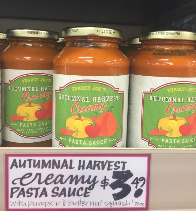 Autumnal Harvest Creamy Pasta Sauce is a new Trader Joe's product for fall