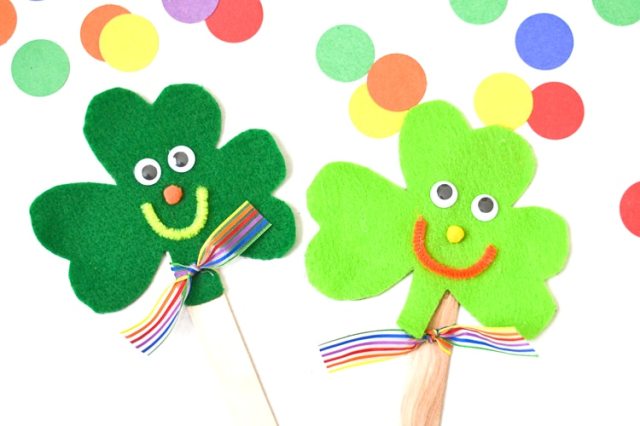 These shamrock puppets are cute St. Patrick's Day crafts