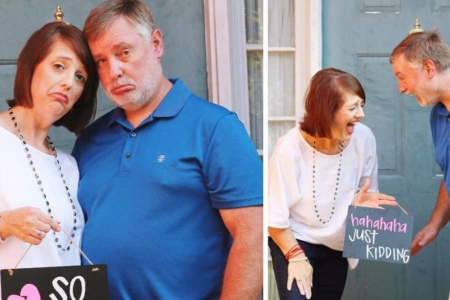 These Empty Nesters Posed for the Most Genius Milestone Pics Tinybeans