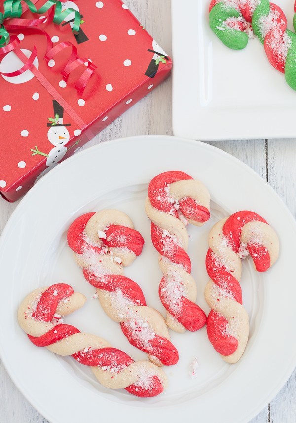 These candy-cane shaped cookies are a fun Christmas cookie recipe