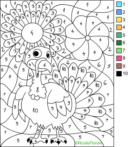 Paint by Number Turkey Thanksgiving free printable