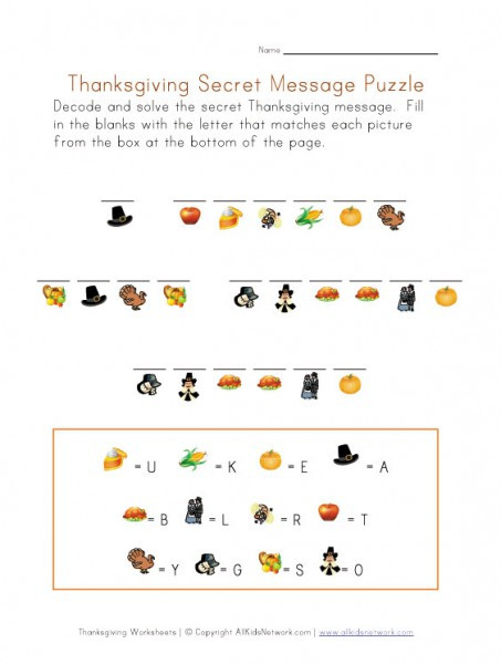 This decoder puzzle is a fun Thanksgiving activity sheet