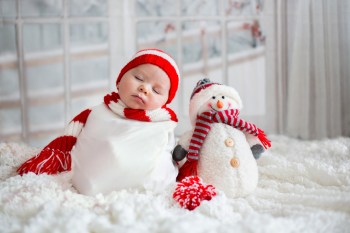 a snowman is a cute idea for baby's first christmas card