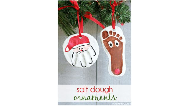 Christmas footprint art is a fun gift for grandparents