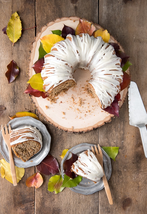 A persimmon winter bundt cake is presented on a table as an alternative to Thanksgiving pie