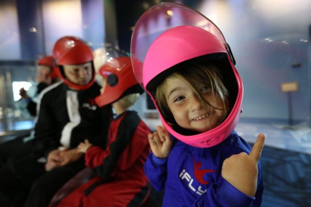 girl in helmet at ifly things to do with kids in chicago