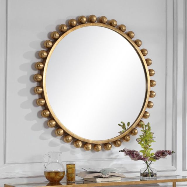 beaded round mirror