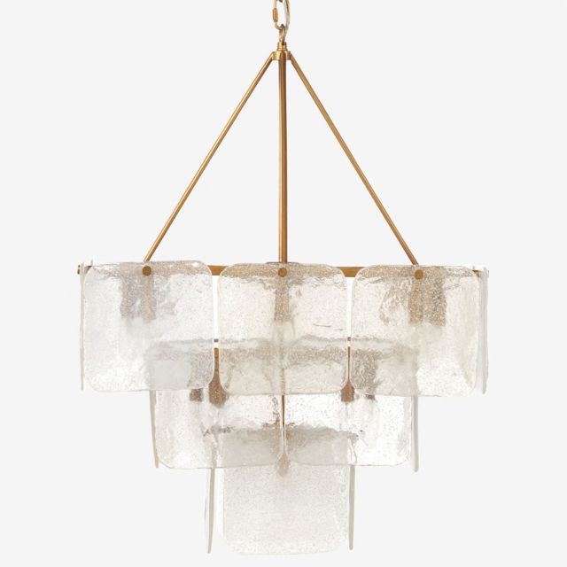 clouded glass and gold chandelier
