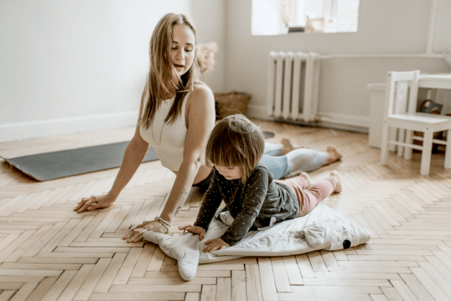 mom and daughter yoga, kid yoga, toddler exercise