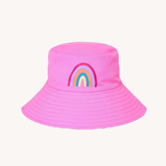 pink sun hat with rainbow