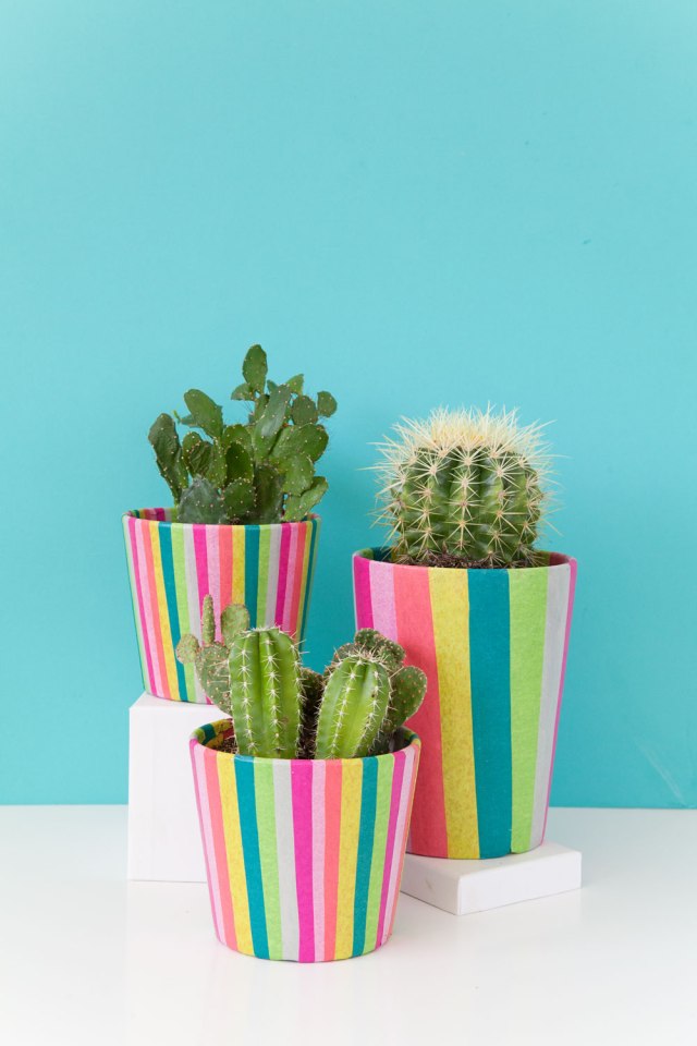 DIY-striped-tissue-paper-wrapped-pots