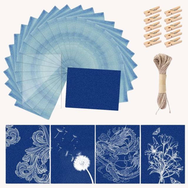 set of blue UV transfer paper for art projects