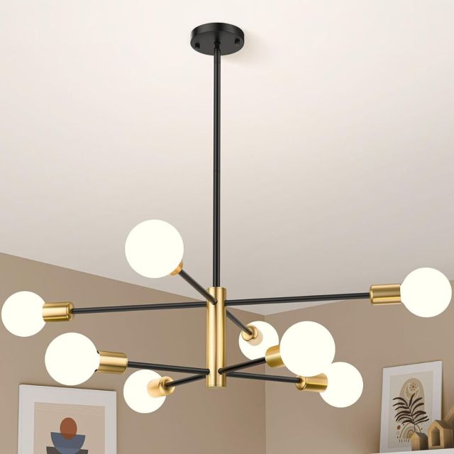 sputnik chandelier hanging from ceiling