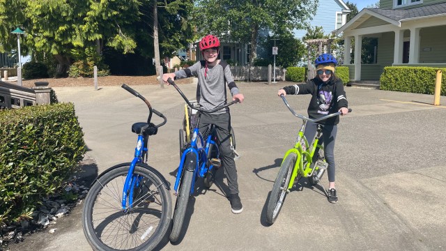 Kids ride bikes at Seabrook Wa