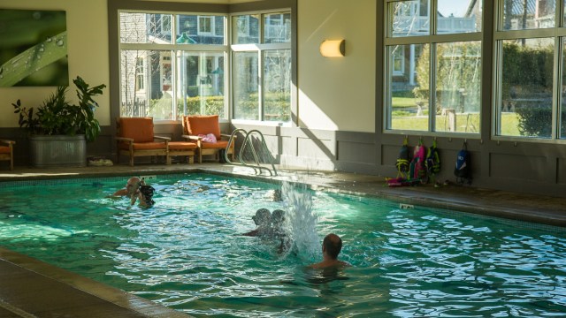 Families swim at the indoor pool at Seabrook Wa