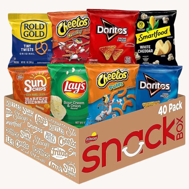 box of frito lay snacks