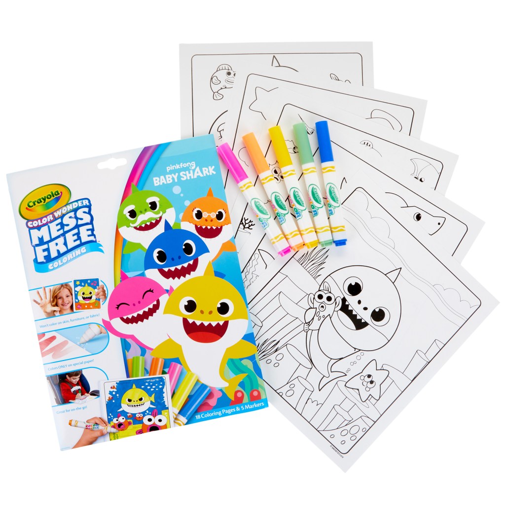 Crayola 16pg Baby Shark Color Wonder Travel Activity Pad with 3 Markers