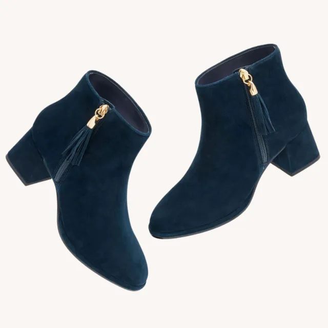 navy blue suede booties for women