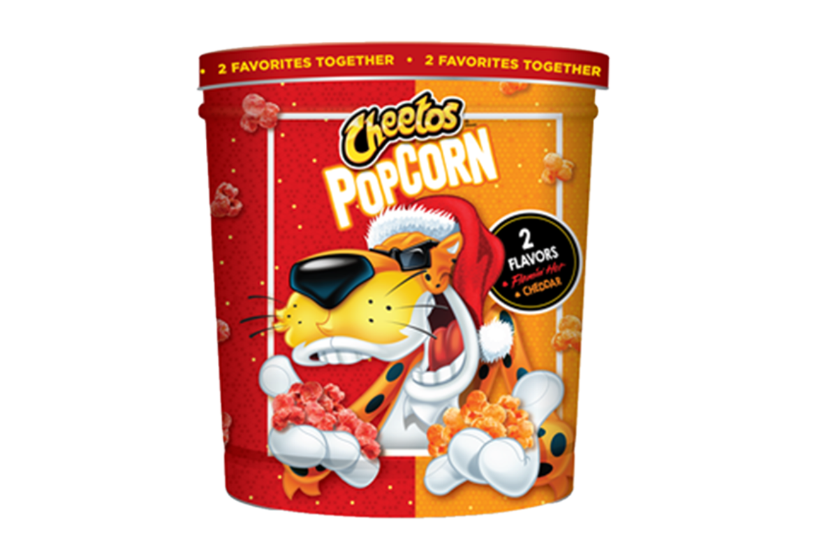 The New Cheetos Holiday Popcorn Tin Comes with Two Cheesy Flavors.
