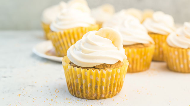 a picture of banana cupcakes, a healthy birthday cake alternative