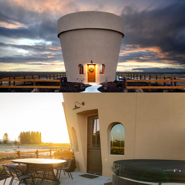 flowerpot-shaped airbnb rental