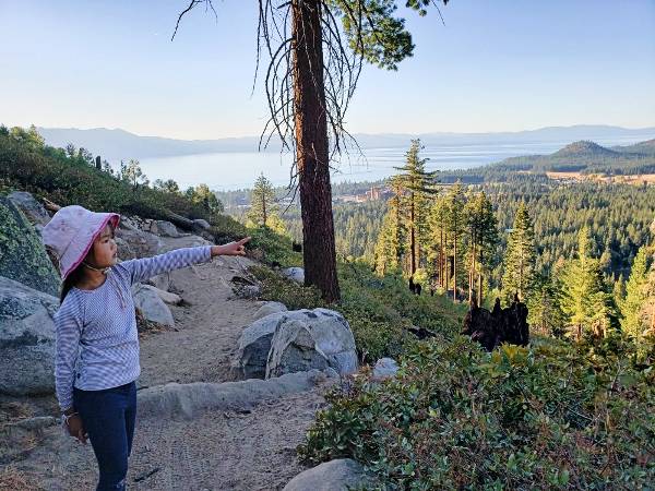 A girl hiking at Lake Tahoe